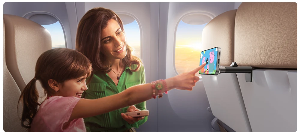 Joyroom Airplane Phone Holder Magnetic Travel Essentials Flexible Rotation Hands-Free Airplane Phone Mount For iPhone 16 15 14