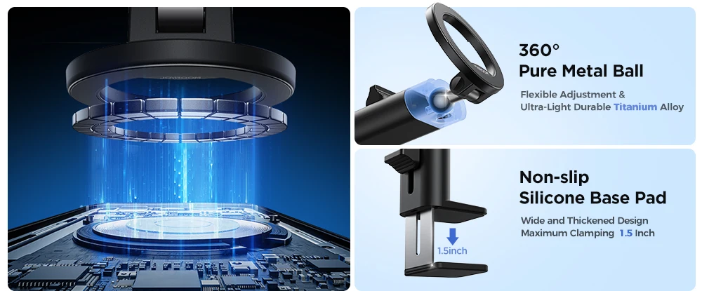 Joyroom Airplane Phone Holder Magnetic Travel Essentials Flexible Rotation Hands-Free Airplane Phone Mount For iPhone 16 15 14