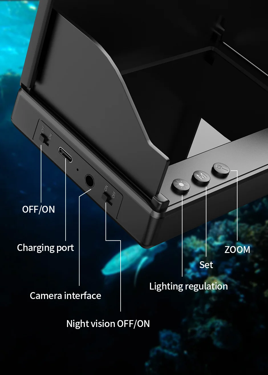 Portable Fish Depth Finder Water Handheld 1080P 4.3 Inch LCD Fish Finder Underwater 220° Fishing Camera With Night Vision