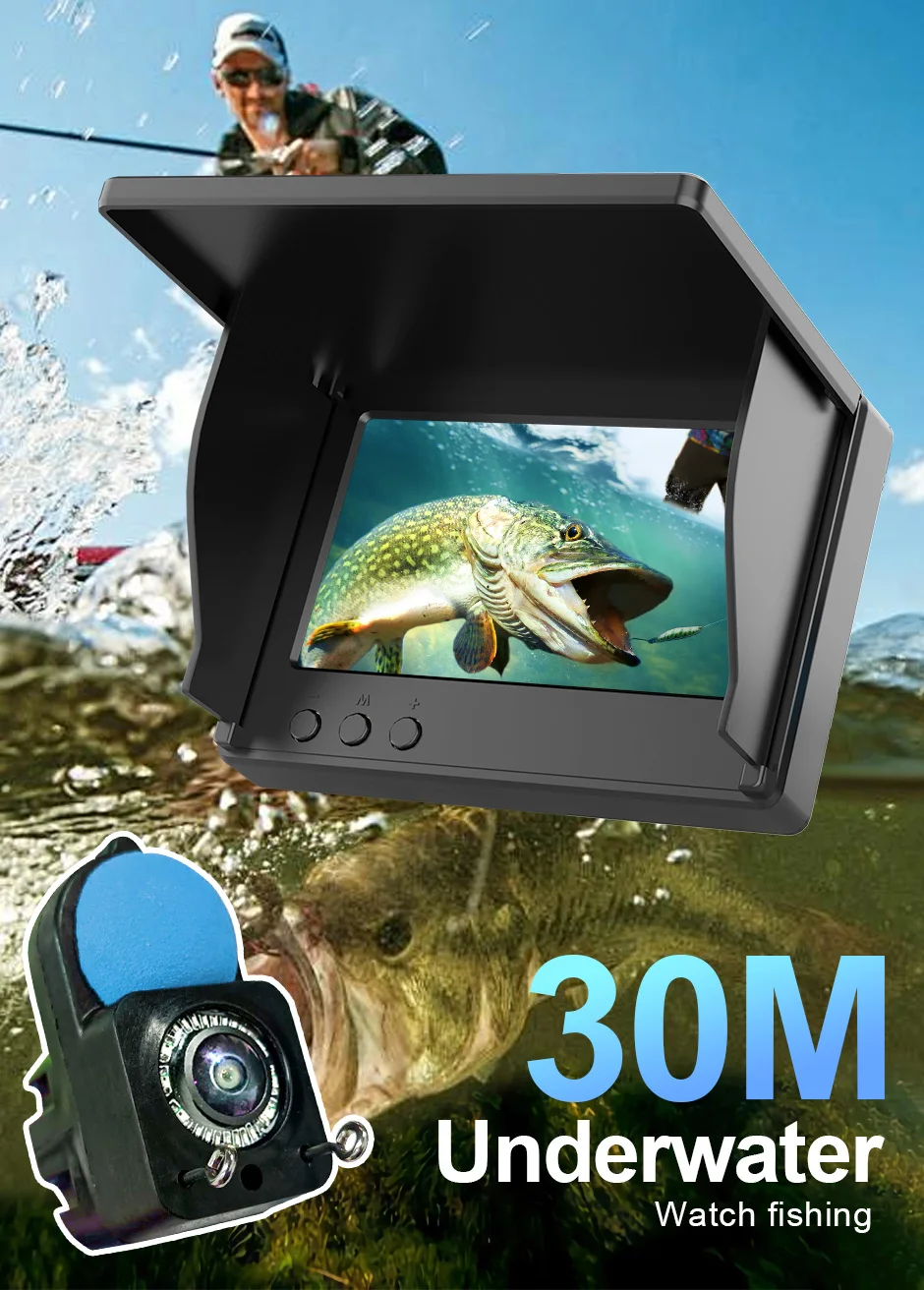 Portable Fish Depth Finder Water Handheld 1080P 4.3 Inch LCD Fish Finder Underwater 220° Fishing Camera With Night Vision