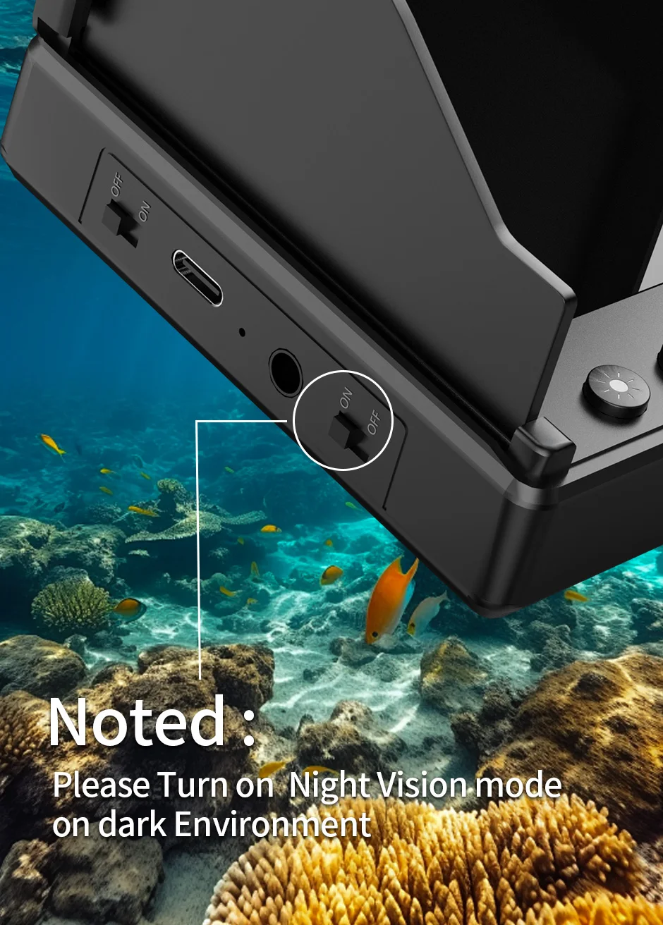 Portable Fish Depth Finder Water Handheld 1080P 4.3 Inch LCD Fish Finder Underwater 220° Fishing Camera With Night Vision