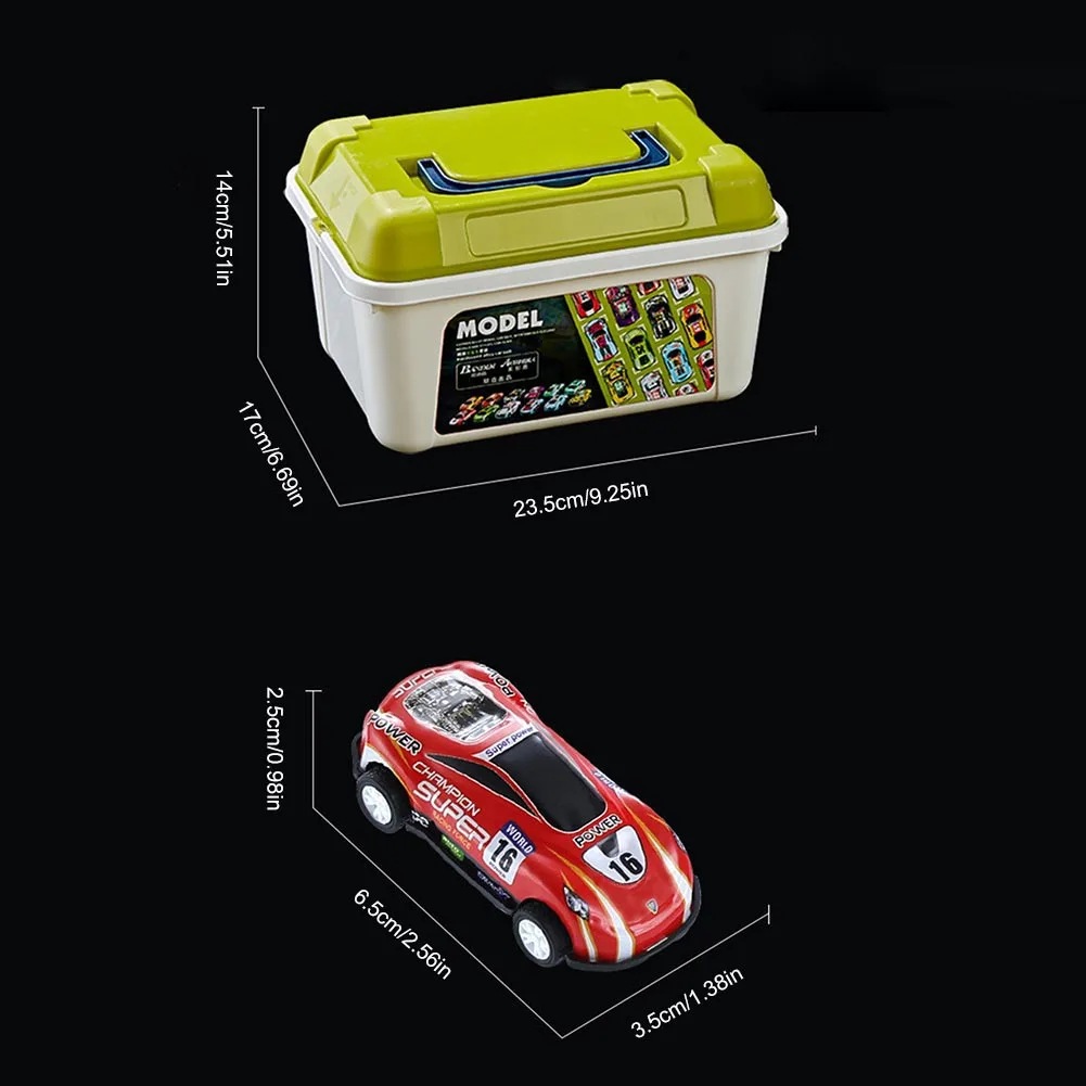Mini Alloy Car Model Set with Storage Box Diecast Cars Toys for Boys Sliding Inertia Vehicle Children Toy Kit Kids Gifts