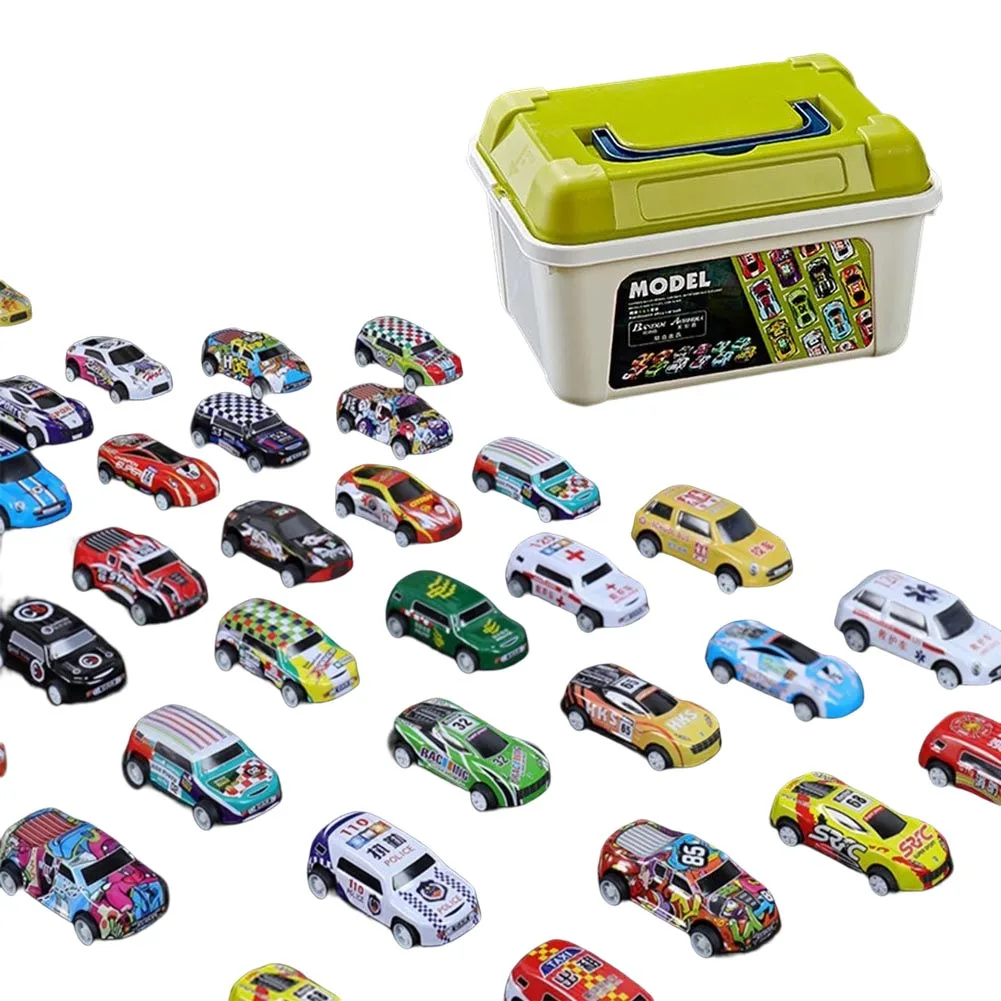 Mini Alloy Car Model Set with Storage Box Diecast Cars Toys for Boys Sliding Inertia Vehicle Children Toy Kit Kids Gifts