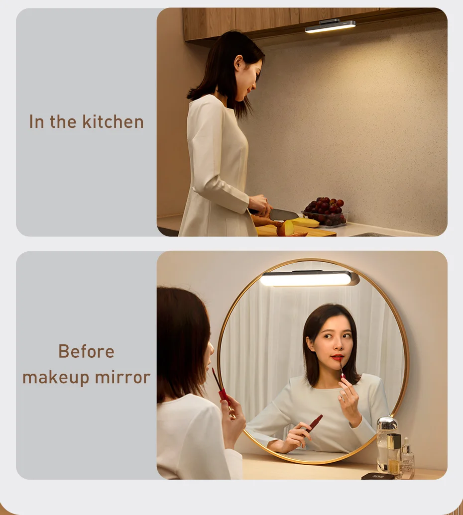 Baseus Night Light Hanging Magnetic LED Table Lamp Stepless Dimming Desk Lamp Rechargeable For Cabinet Bedroom Kitchen Light