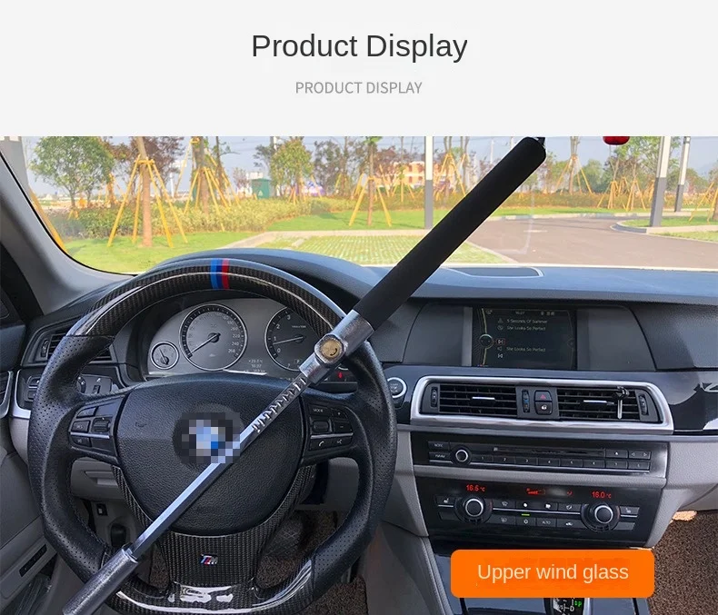 Car Steering Wheel Lock Anti-Theft Car Device Universal Fit Adjustable Length Clamp Double Hook Retractable Steering Lock With