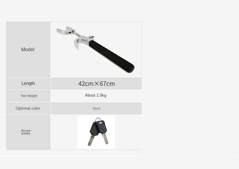 Car Steering Wheel Lock Anti-Theft Car Device Universal Fit Adjustable Length Clamp Double Hook Retractable Steering Lock With