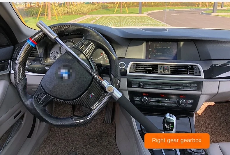 Car Steering Wheel Lock Anti-Theft Car Device Universal Fit Adjustable Length Clamp Double Hook Retractable Steering Lock With