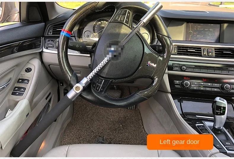 Car Steering Wheel Lock Anti-Theft Car Device Universal Fit Adjustable Length Clamp Double Hook Retractable Steering Lock With