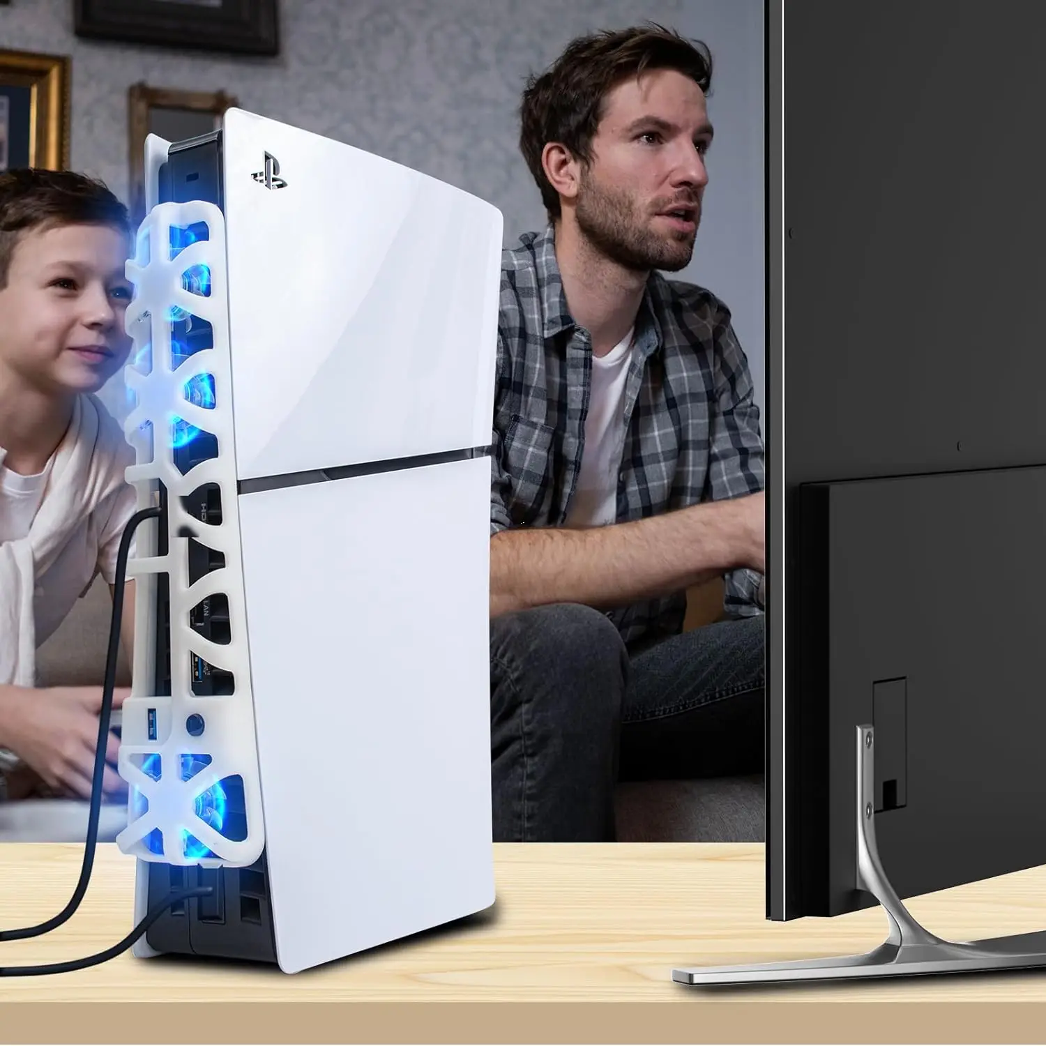 For PS5 SLIM/PS5 PRO host cooling fan, intelligent temperature control, three adjustable levels, PS5 SLIM rear fan