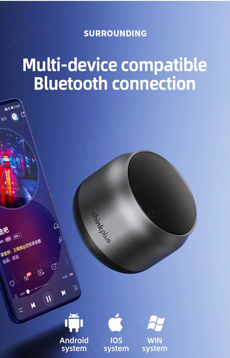 Original Lenovo K30 Portable Hifi Bluetooth Wireless Speaker Waterproof USB Outdoor Loudspeaker Music Surround Bass Box Mic