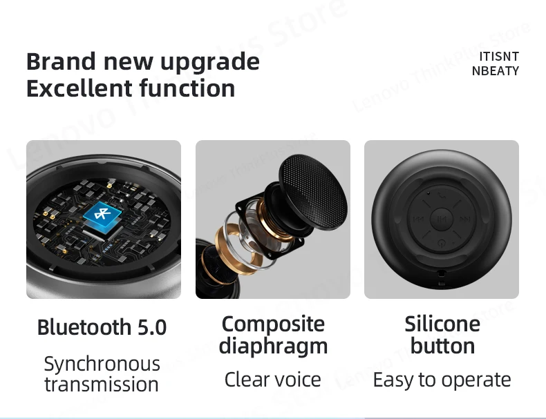 Original Lenovo K30 Portable Hifi Bluetooth Wireless Speaker Waterproof USB Outdoor Loudspeaker Music Surround Bass Box Mic