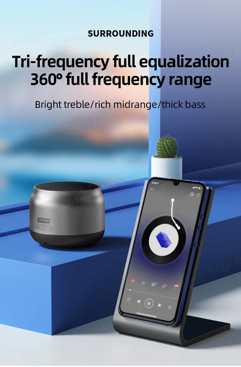 Original Lenovo K30 Portable Hifi Bluetooth Wireless Speaker Waterproof USB Outdoor Loudspeaker Music Surround Bass Box Mic