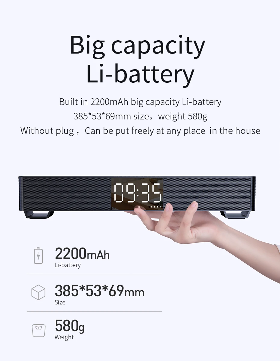 mifa Soundbar K3 Bluetooth Speaker 2 Stereo Sound Big Digital Display Wireless Bluetooth 5.0 Support TWS