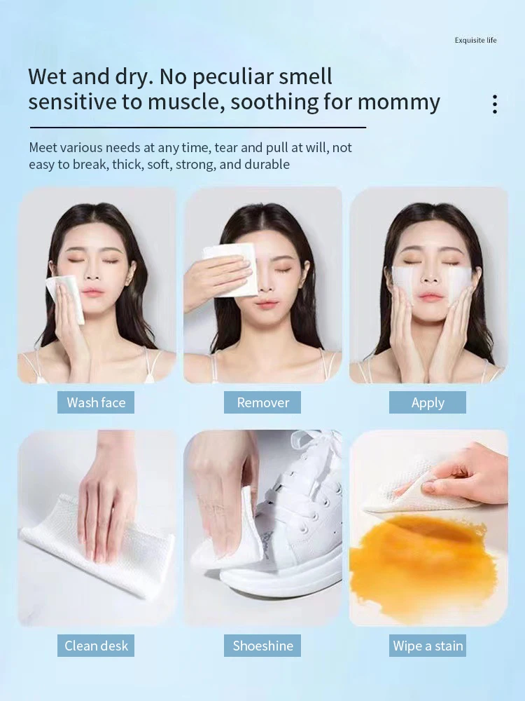 Extra Thick Disposable Facial Towels - Gentle and Absorbent Cotton Makeup Remover Wipes