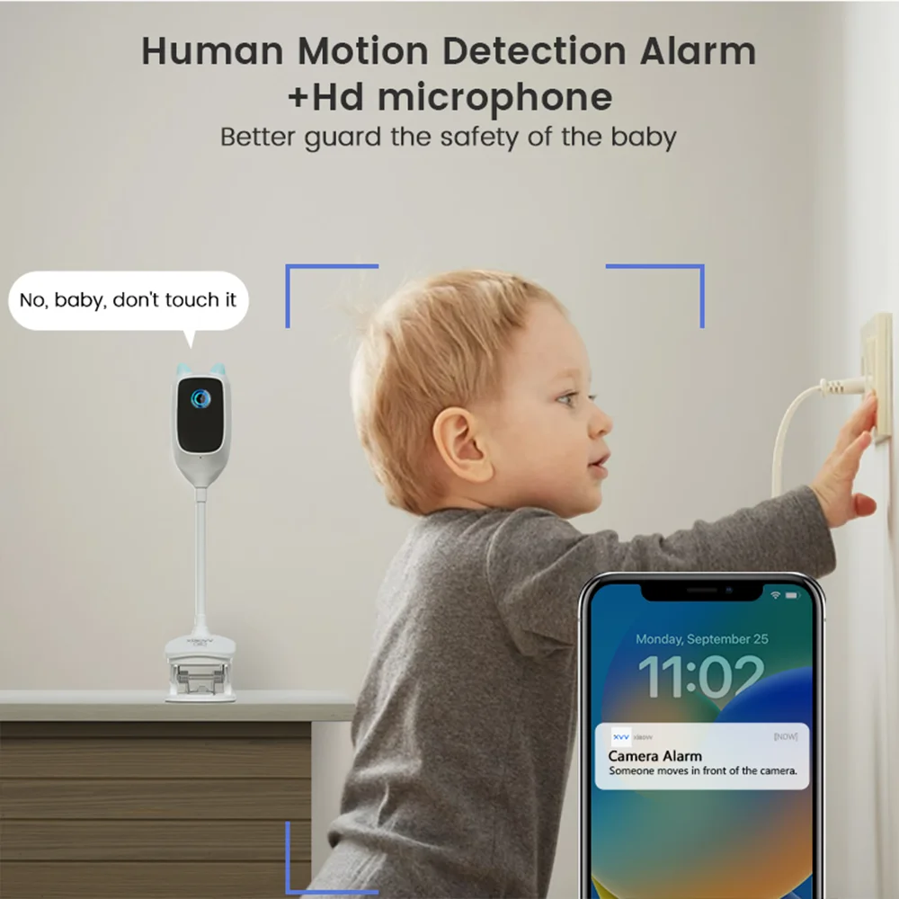 4MP 2K WiFi indoor high-definition crying detection baby monitor full-color night vision 360 degree rotating network camera