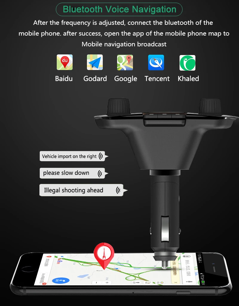 Bluetooth 5.0 Car Adapter FM/AUX Transmitter Kit MP3 Player Auto Wireless Handsfree Dual USB Charger LED Screen