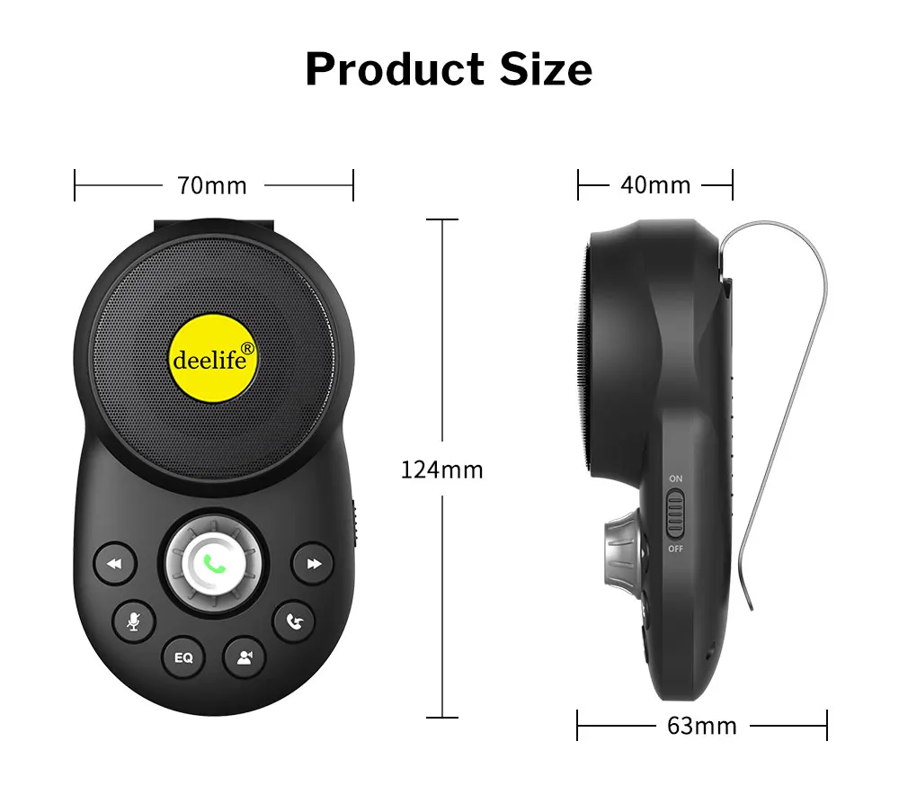 Deelife Handsfree Car Bluetooth Hands-free Kit for Auto Speakerphone BT 5.0 Hands Free Carkit