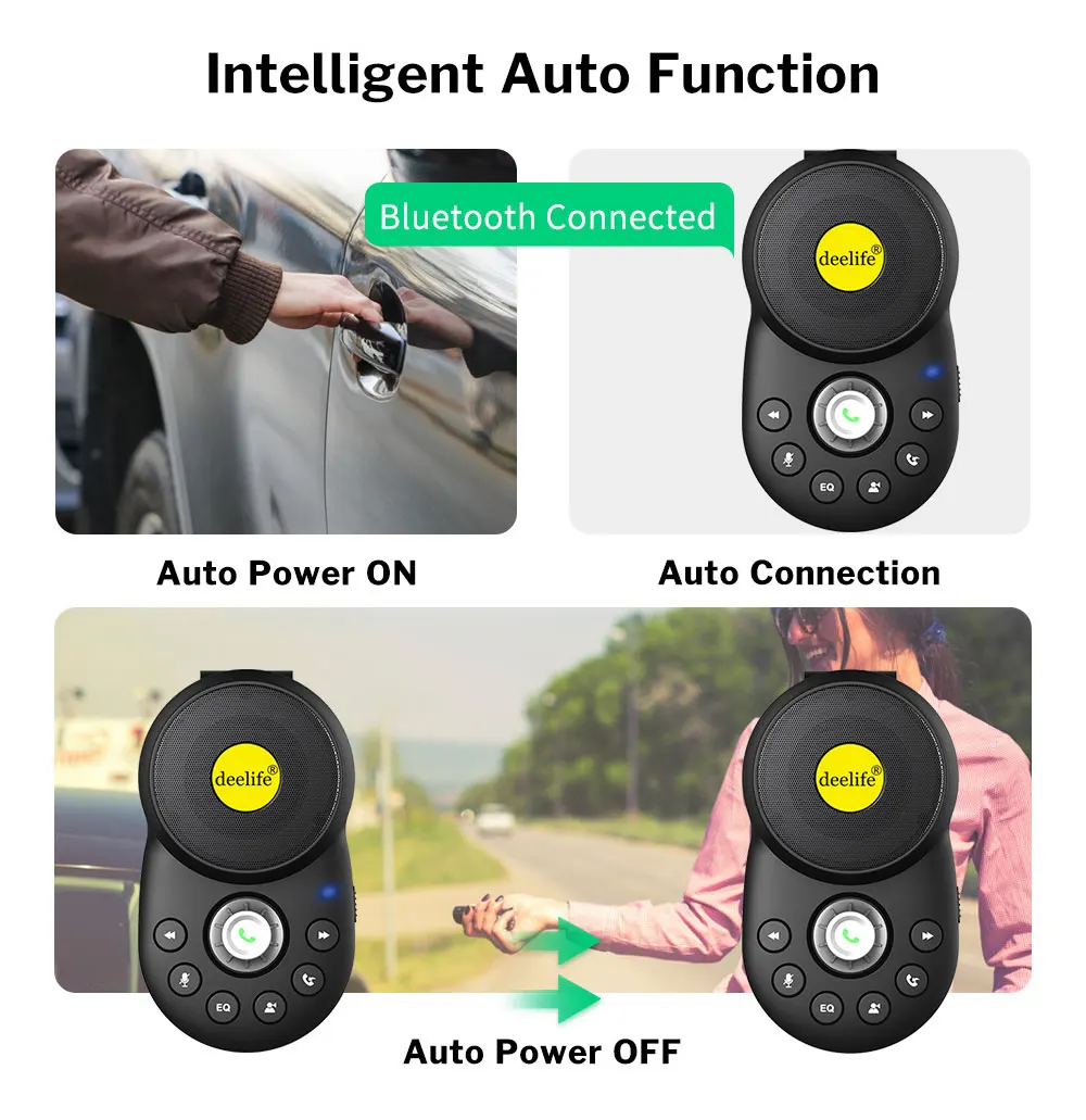 Deelife Handsfree Car Bluetooth Hands-free Kit for Auto Speakerphone BT 5.0 Hands Free Carkit
