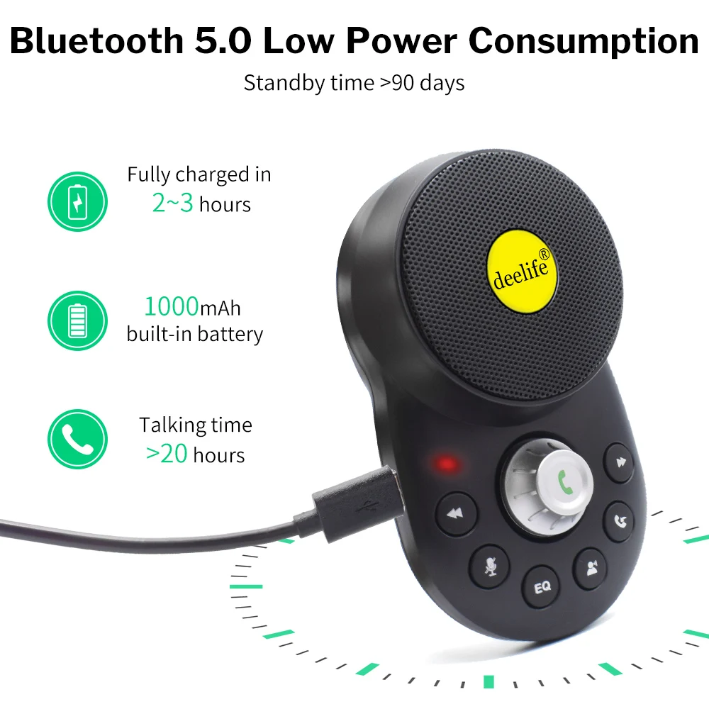 Deelife Handsfree Car Bluetooth Hands-free Kit for Auto Speakerphone BT 5.0 Hands Free Carkit