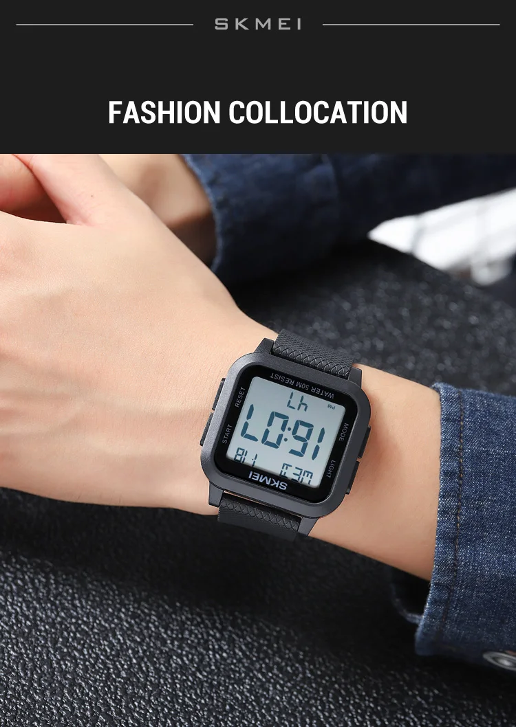 SKMEI Sport Watches Mens Alarm Countdown Clock Male 5Bar Waterproof Military Back Light Shockproof Calender Digital Wristwatch