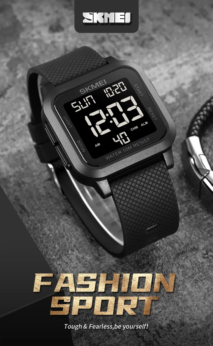 SKMEI Sport Watches Mens Alarm Countdown Clock Male 5Bar Waterproof Military Back Light Shockproof Calender Digital Wristwatch