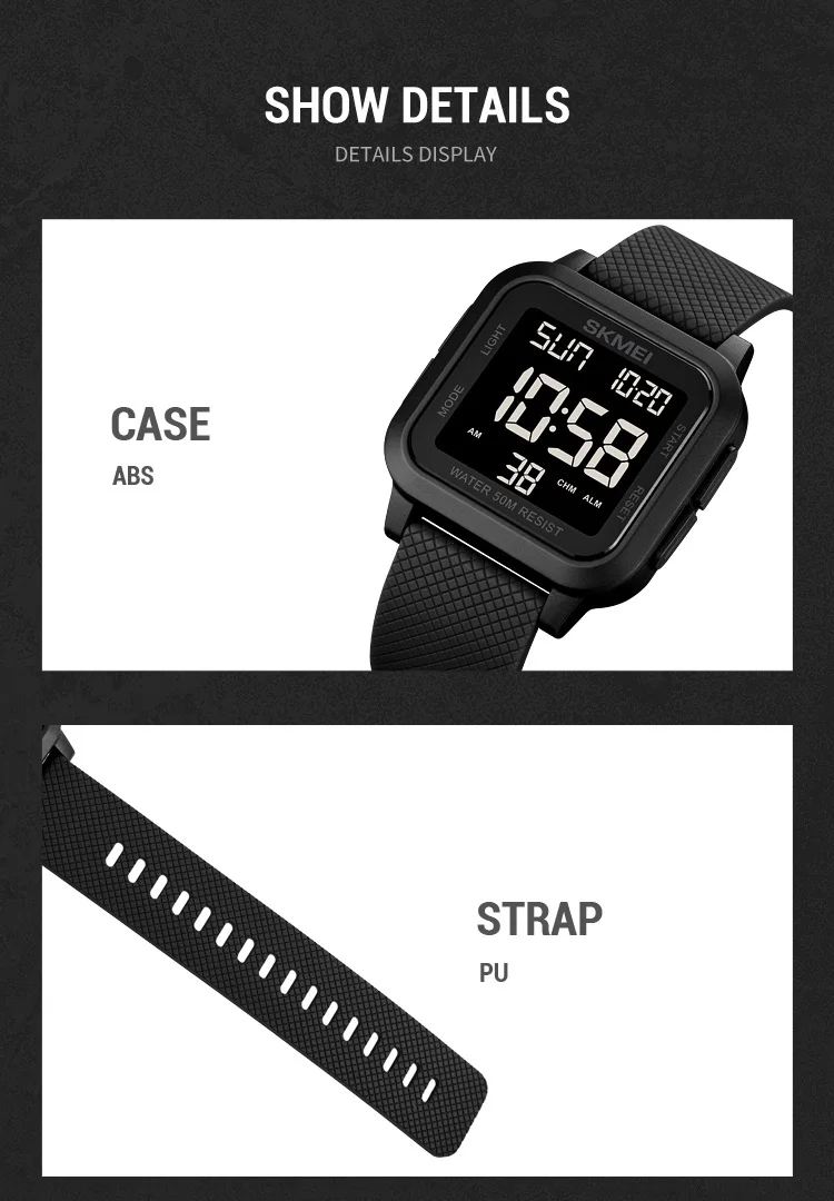 SKMEI Sport Watches Mens Alarm Countdown Clock Male 5Bar Waterproof Military Back Light Shockproof Calender Digital Wristwatch