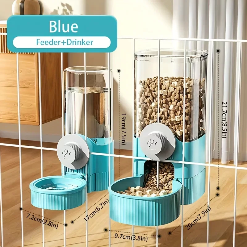 new tepy Hanging Automatic Pet Food Feeder/Water Dispenser, Gravity Cat Auto Feeder Waterer Set With Container Bowl For Cage