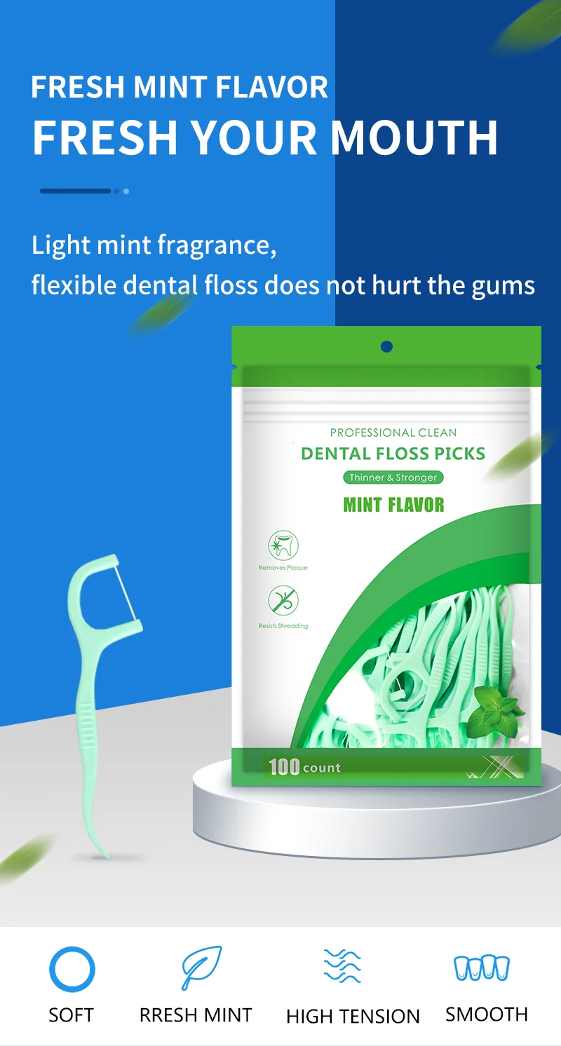 Mint Flavor Dental Floss Safe High-Grade Toothpick Stick Picks Plastic Toothpicks Ultrathin Peppermint Flavor Teeth Floss