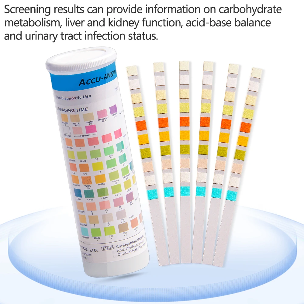 10 Parameter Urine Test Strips for Urinalysis(100pc) in Sealed Pouches. Tests for Ketosis, pH, Protein, UTI, Kidney and Liver