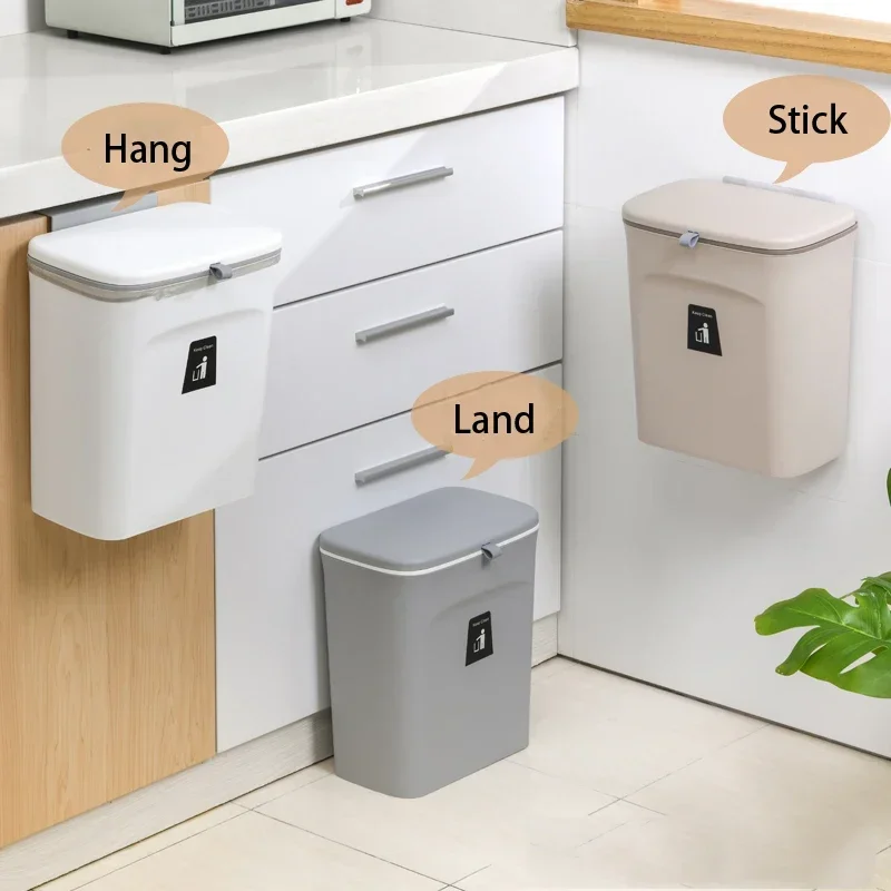 7L, 9L wall mounted with lid, kitchen and bathroom storage bin, garbage bin