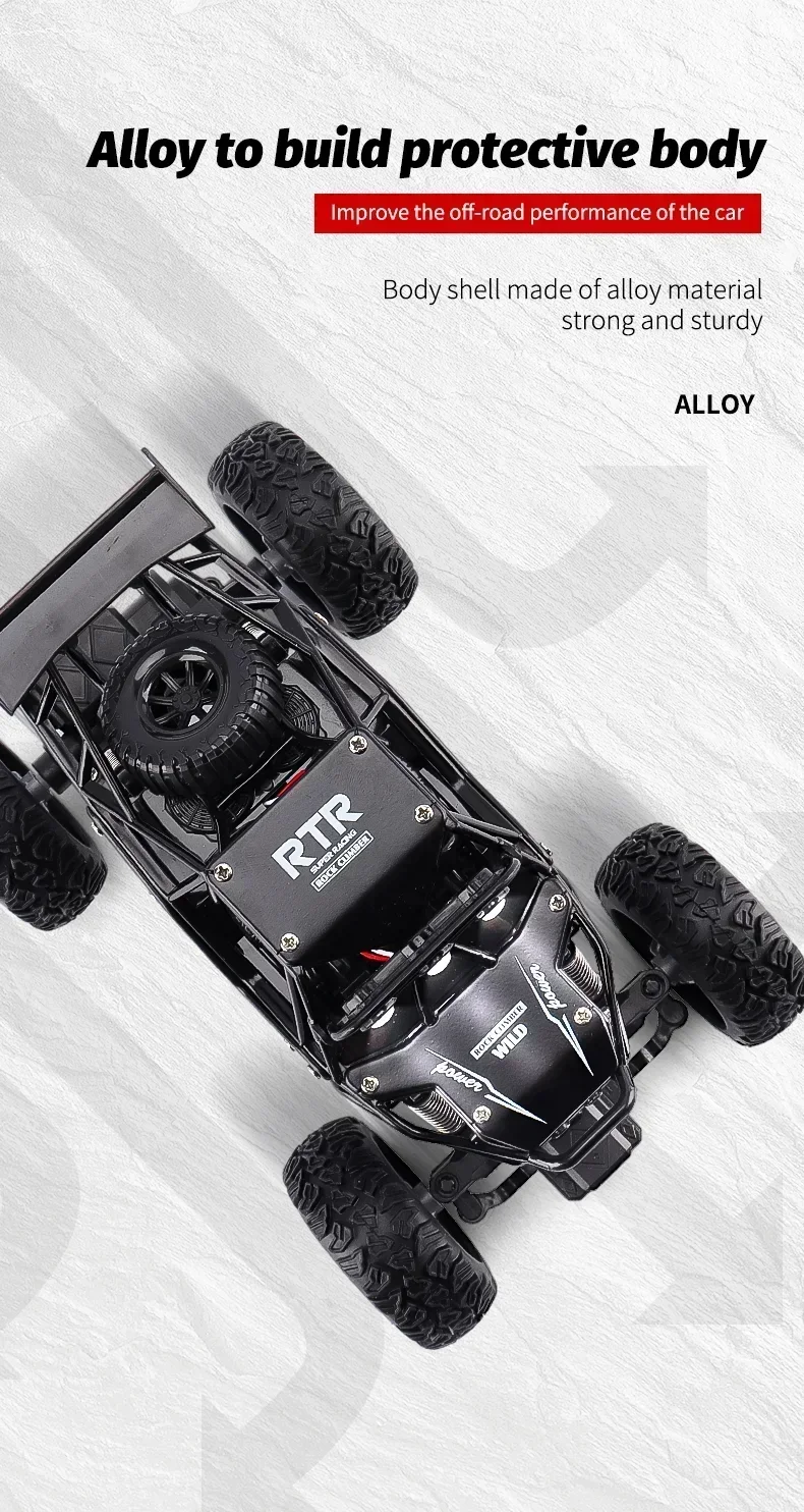 4WD Remote Control Car With Led Lights Radio RC Buggy Off-Road Drift Trucks RTR Vehicle Gifts Toys for Children Boys Kids Adults