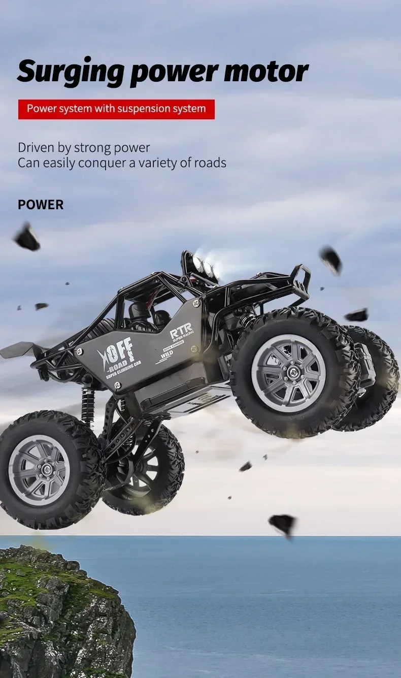 4WD Remote Control Car With Led Lights Radio RC Buggy Off-Road Drift Trucks RTR Vehicle Gifts Toys for Children Boys Kids Adults