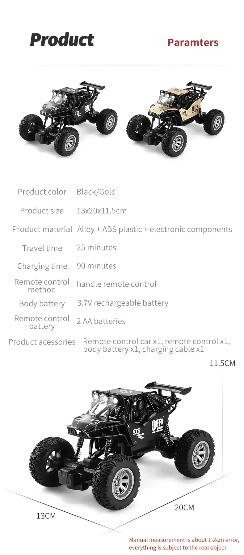 4WD Remote Control Car With Led Lights Radio RC Buggy Off-Road Drift Trucks RTR Vehicle Gifts Toys for Children Boys Kids Adults