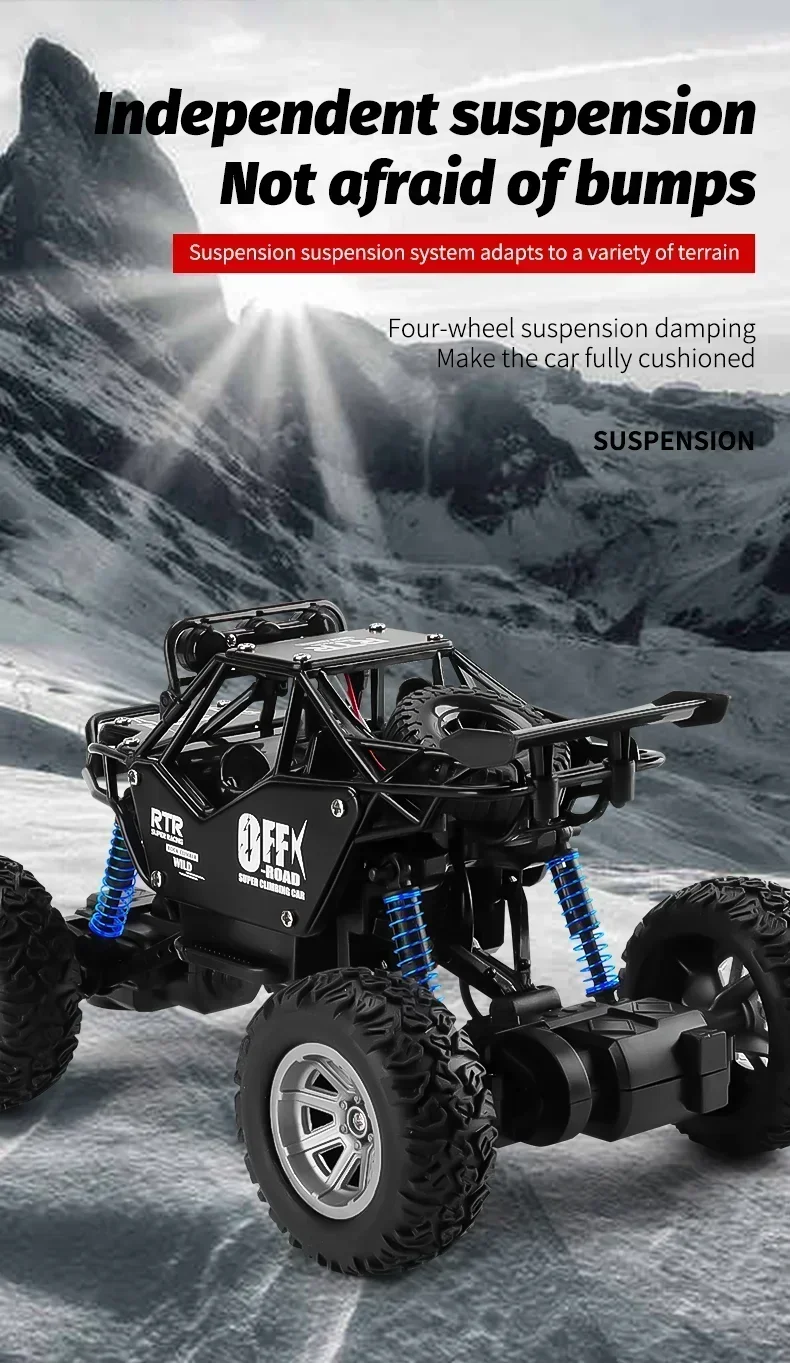 4WD Remote Control Car With Led Lights Radio RC Buggy Off-Road Drift Trucks RTR Vehicle Gifts Toys for Children Boys Kids Adults