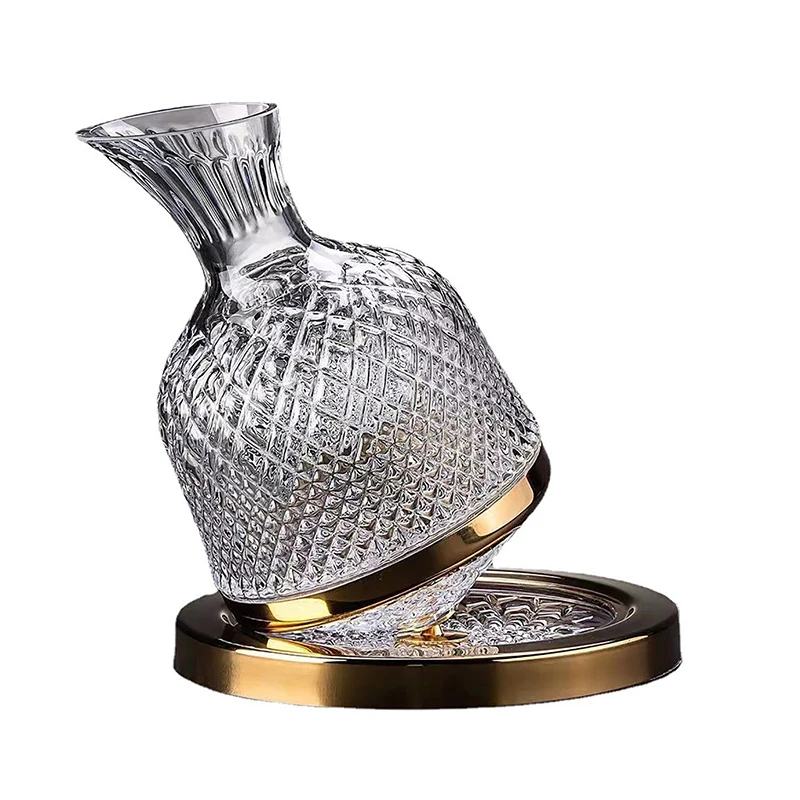High Grade Crystal Glass 360 Rotating Decanter Tumbler 1500ml Decanter Wine Dispenser Aerator Mirror Jug Gift Bar Decoration