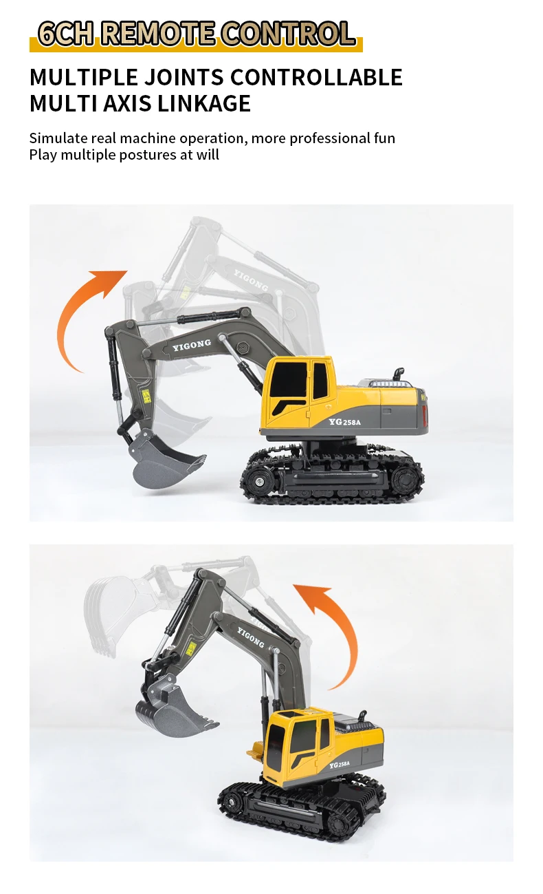 ZWN 2.4G Remote Control Excavator Dump Truck RC Model Car Toy Professional Alloy Plastic Simulation Construction Vehicle for Kid