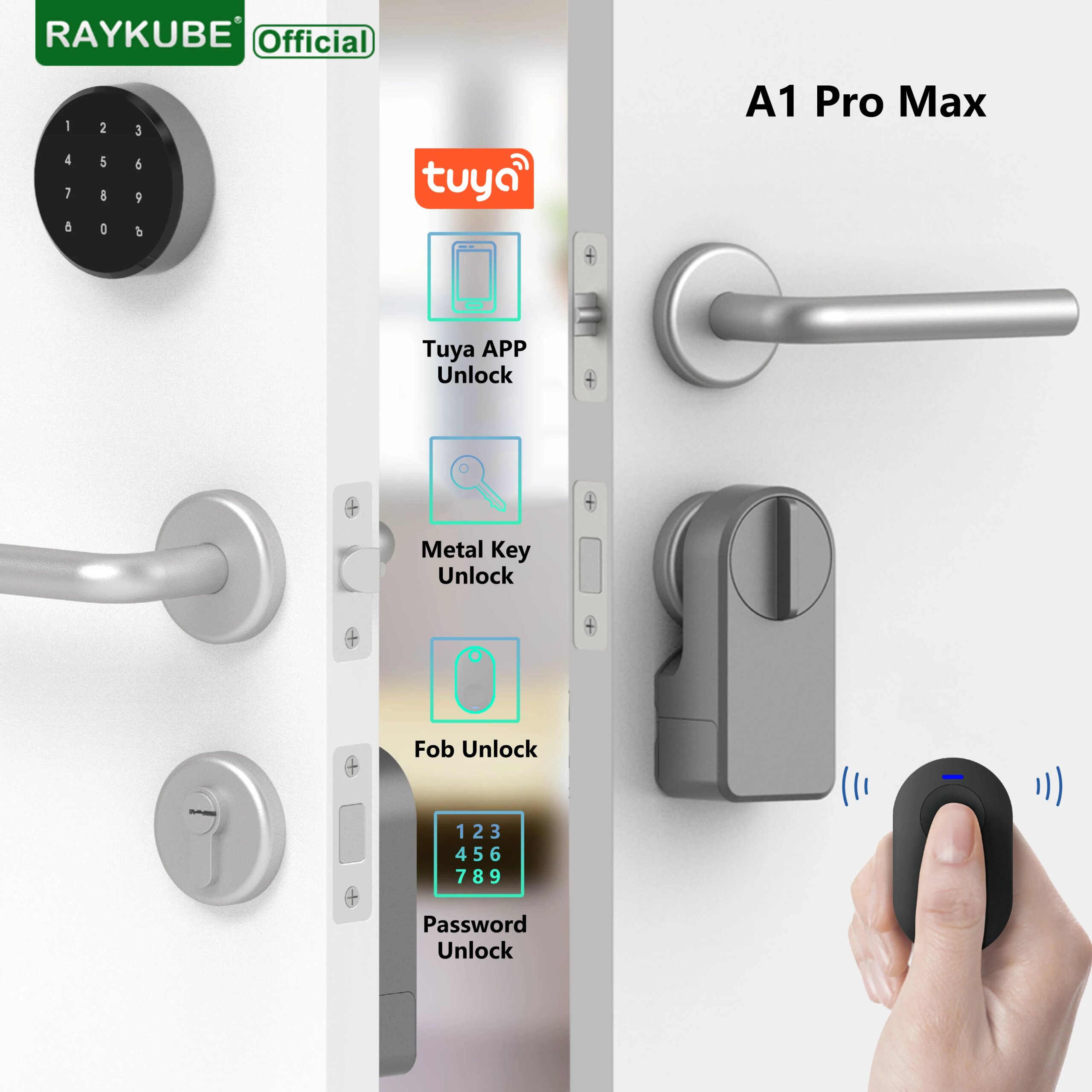 A1 Pro Max Bluetooth Smart Door Lock Tuya APP Remote Control Keyless Unlock Smart Life Cylinder DIY Easy Installation