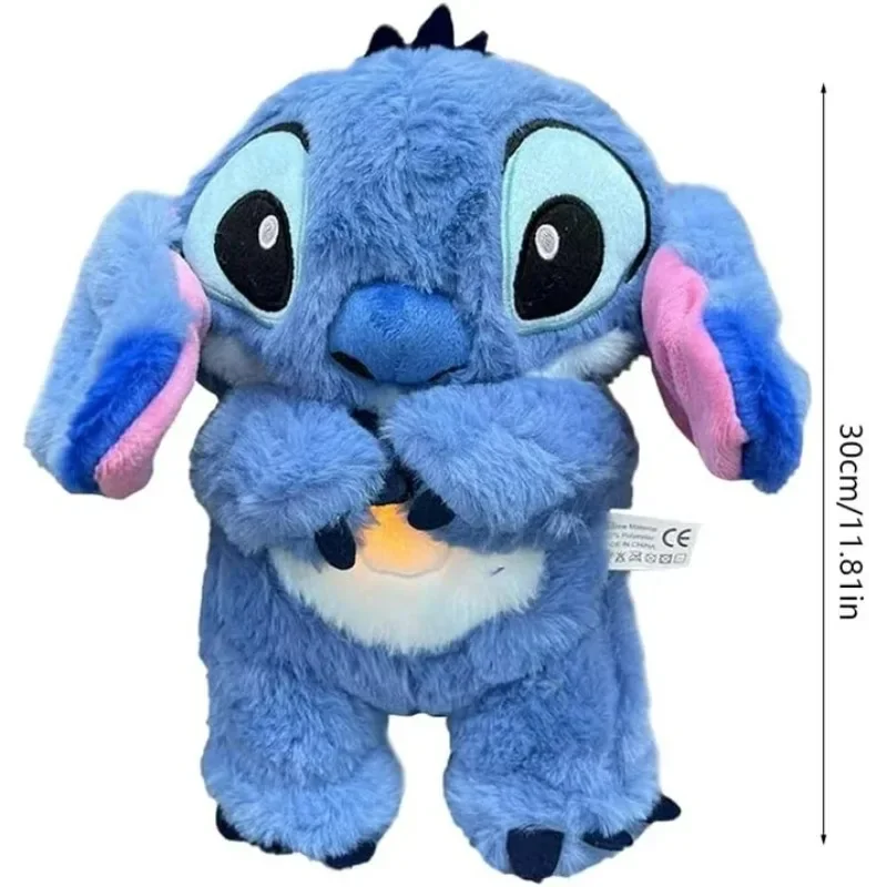 Kawaii Stitch Plush Doll Baby Sleeping Companion Sound Soothing Musical Kawaii With Air Bag and Light Doll Breathing Toys Gifts