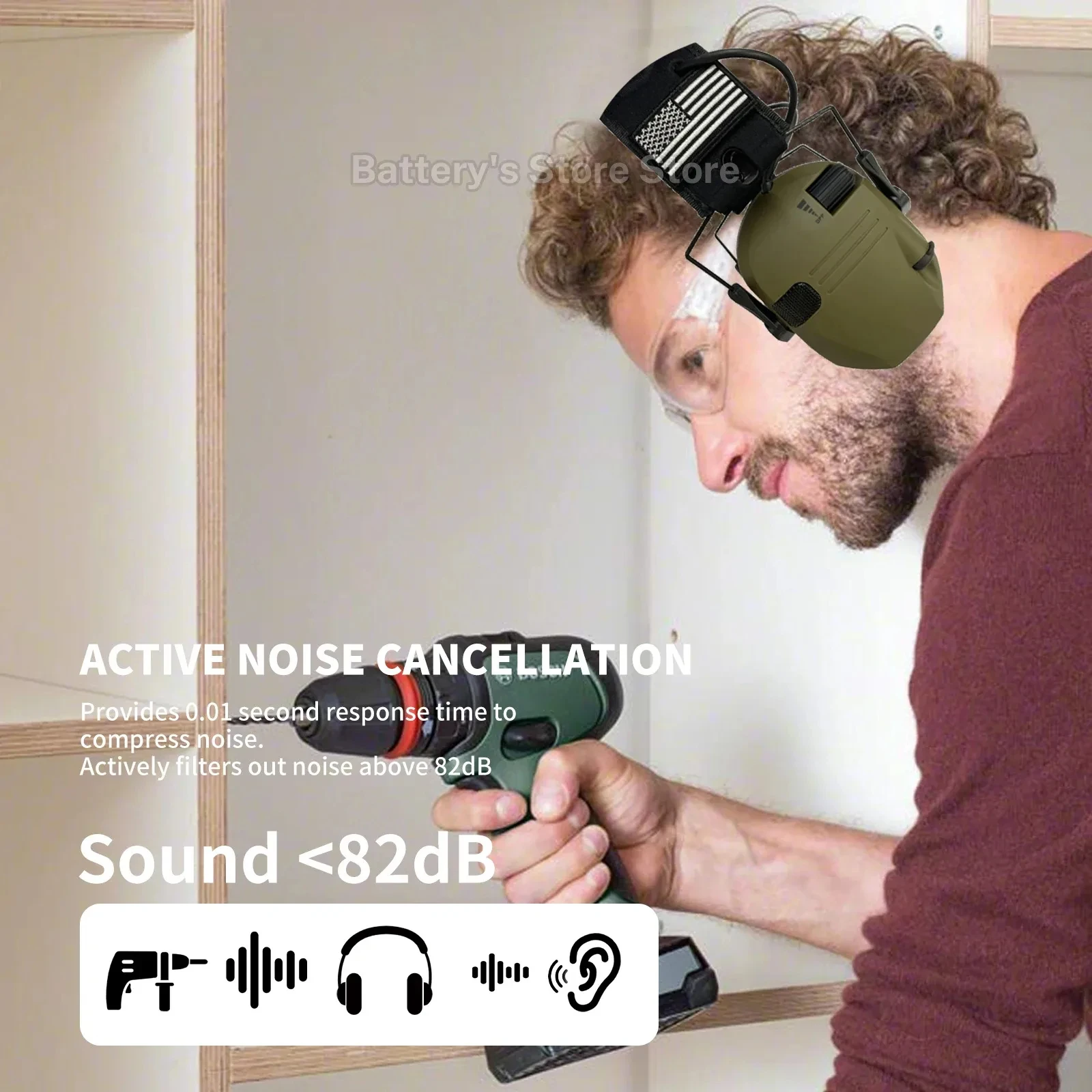 Outdoor Tactical Electronic Shooting Earmuff Gun Range Anti-noise Headset Impact Sound Amplification Hearing protector