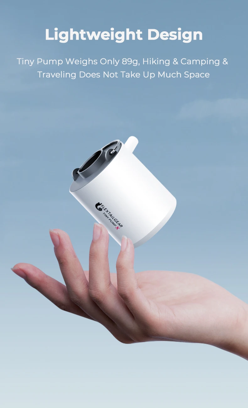 FLEXTAILGEAR TINY PUMP X - Portable Camping Air Pump with 1300mAh Battery Rechargeable for Pool Floats Air Mattress Vacuum Bags