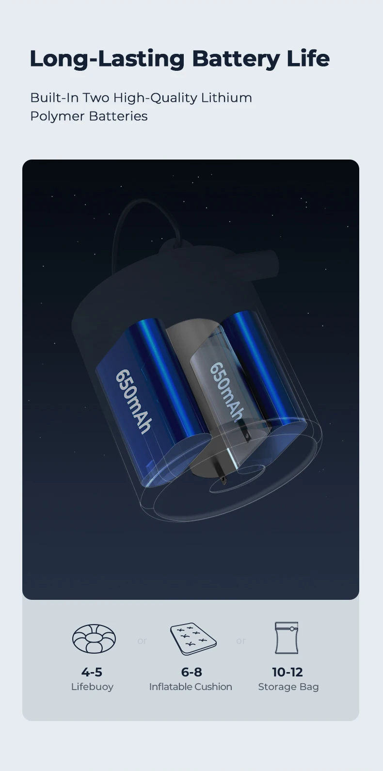 FLEXTAILGEAR TINY PUMP X - Portable Camping Air Pump with 1300mAh Battery Rechargeable for Pool Floats Air Mattress Vacuum Bags