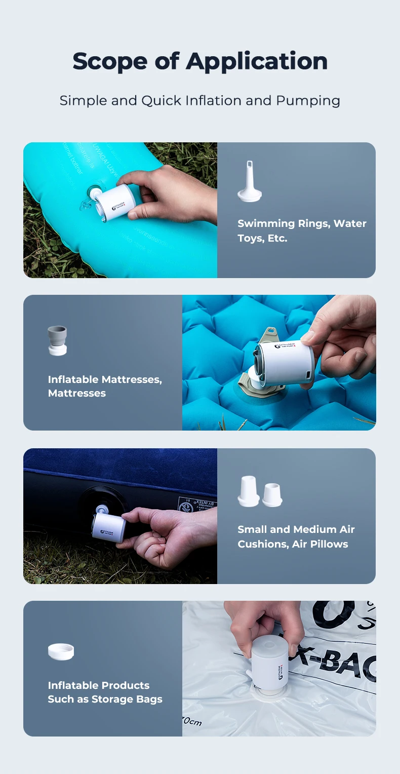 FLEXTAILGEAR TINY PUMP X - Portable Camping Air Pump with 1300mAh Battery Rechargeable for Pool Floats Air Mattress Vacuum Bags