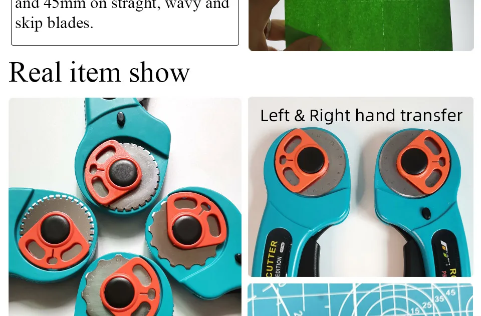 FT145 Rotary Cutter R45mm Patchwork Roller Easy Tearing Cutting Tools for Cloth Leather Paper Ticket Soft Sheet