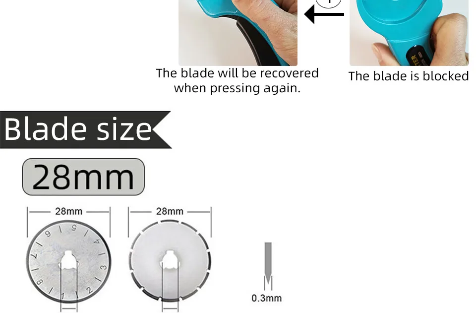 FT145 Rotary Cutter R45mm Patchwork Roller Easy Tearing Cutting Tools for Cloth Leather Paper Ticket Soft Sheet