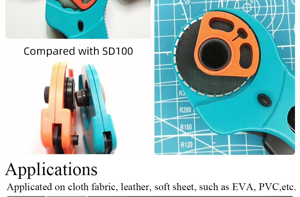 FT145 Rotary Cutter R45mm Patchwork Roller Easy Tearing Cutting Tools for Cloth Leather Paper Ticket Soft Sheet