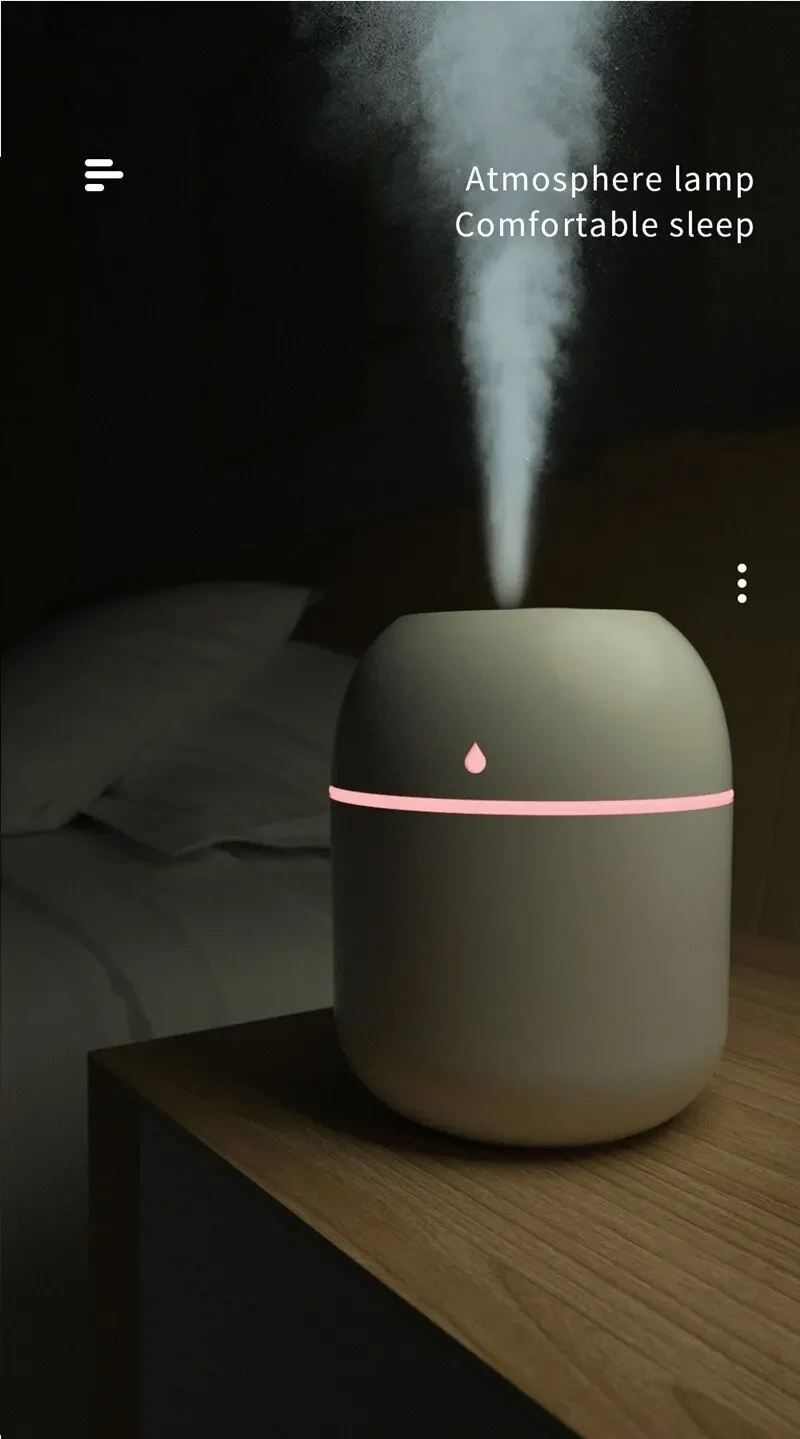 Portable Water Drop Humidifier White USB Desktop Indoor Air Atomization Humidifier Household Mute Large Spray Humidifier