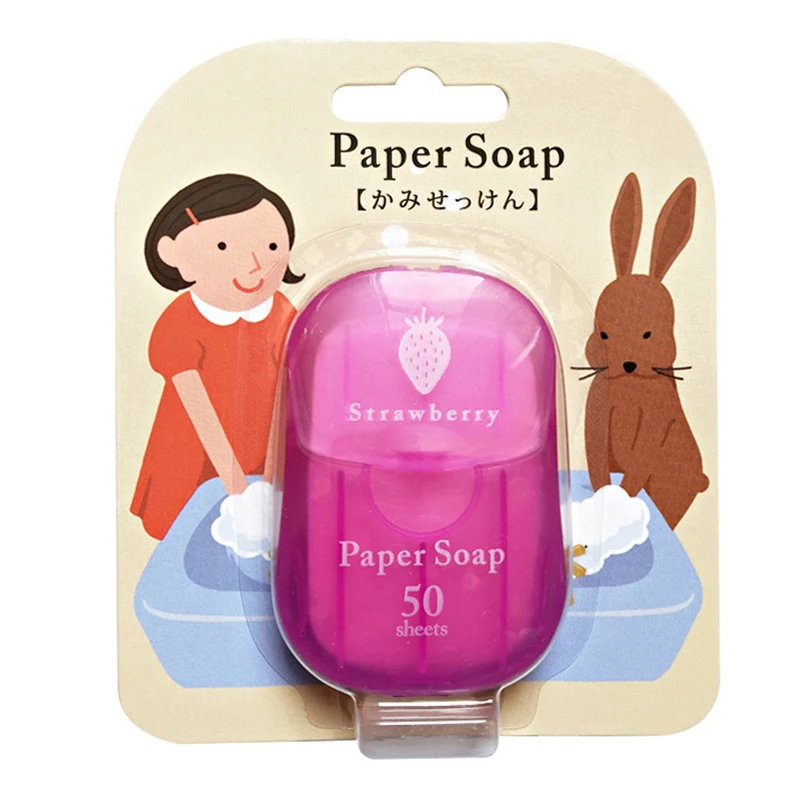 50Pcs/Box Portable Disposable Soap Paper Travel Washing Hand Bath Clean Scented Slice Sheets Mini Paper Soap Bathroom Supplies