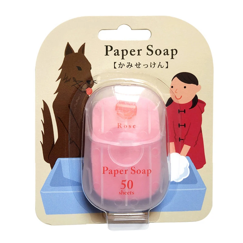 50Pcs/Box Portable Disposable Soap Paper Travel Washing Hand Bath Clean Scented Slice Sheets Mini Paper Soap Bathroom Supplies