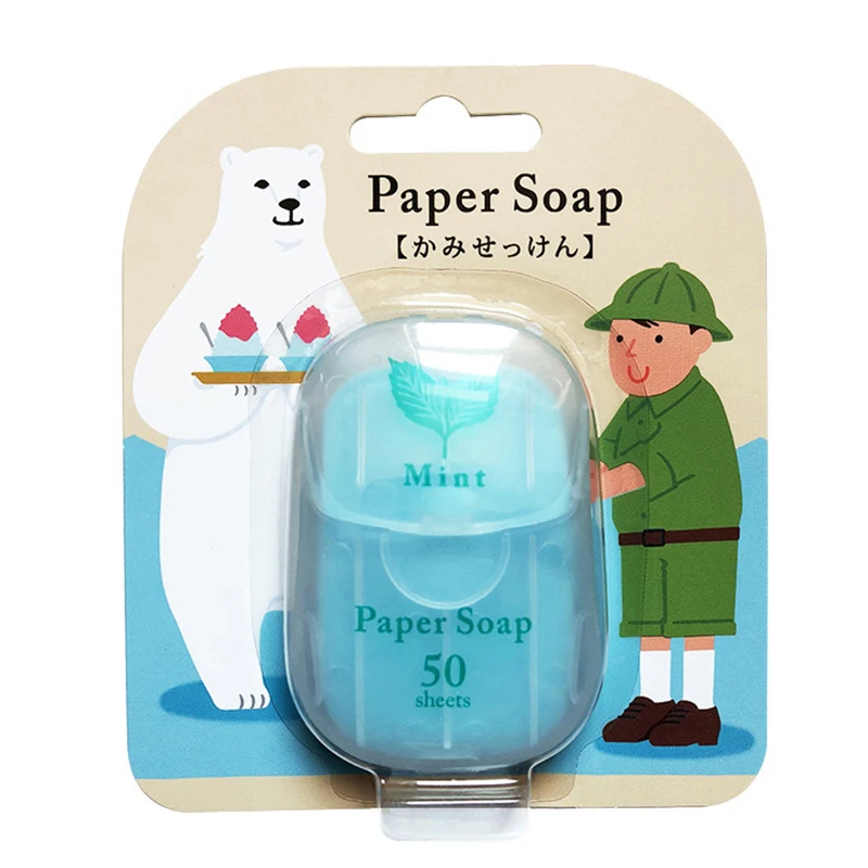 50Pcs/Box Portable Disposable Soap Paper Travel Washing Hand Bath Clean Scented Slice Sheets Mini Paper Soap Bathroom Supplies
