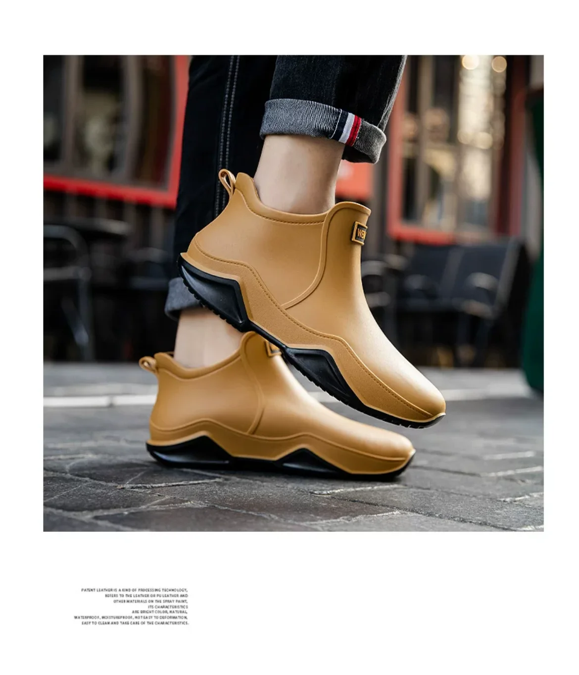 Fashion Couple's Outdoor Rain Boots New Men High Top Hiking Fishing Water Shoes Anti-slip Chef Work Ankle Boots Waterproof Shoes